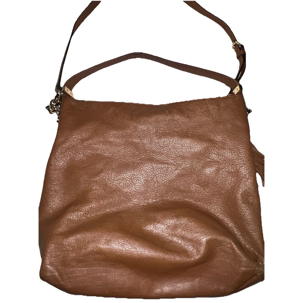 Michael Kors Leather Shoulder Bag Pebbled Brown with Tassel A D EUC